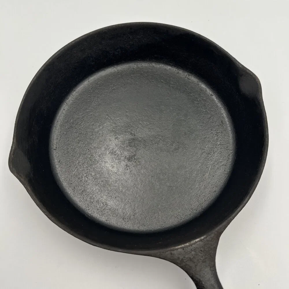Vintage Lodge No. 6 Cast Iron Skillet 3-Notch Heat Ring Restored & Seasoned USA